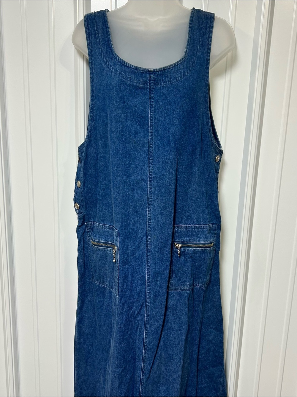Vintage Denim Jumper Dress Size 10 90s Y2K